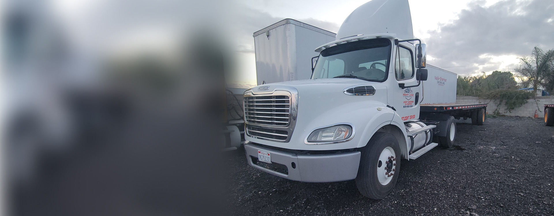 Right Lane CDL training truck on the driving range